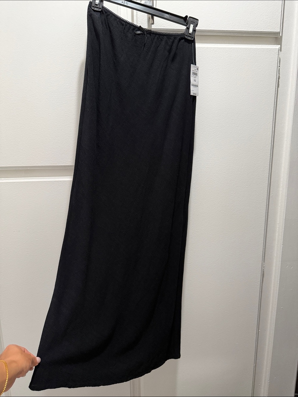 Women's Black Maxi Skirt with Elastic Waist